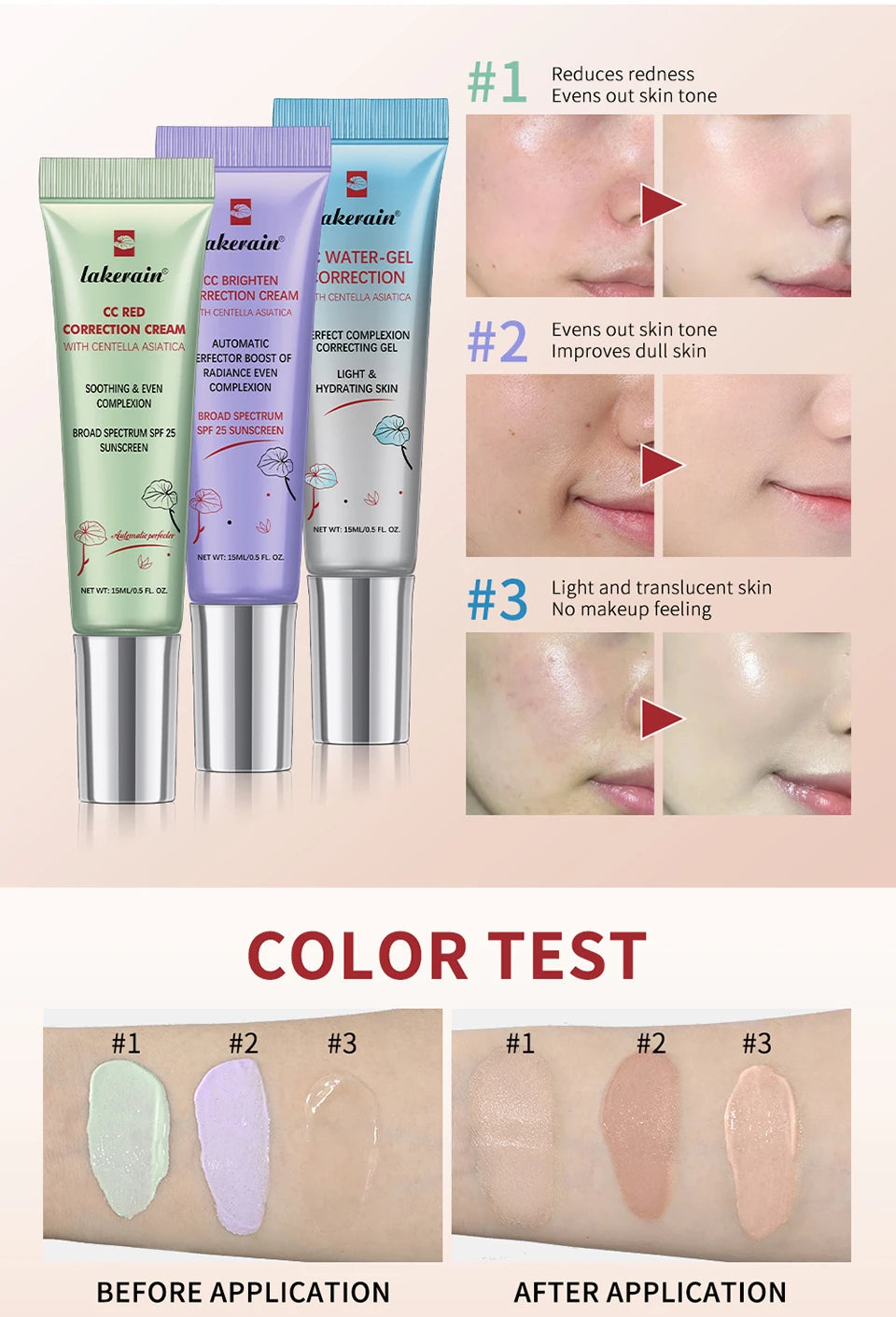 Centella CC Cream – High Coverage, Color-Changing Foundation | Lightweight, Hydrating Base Makeup for Flawless Skin