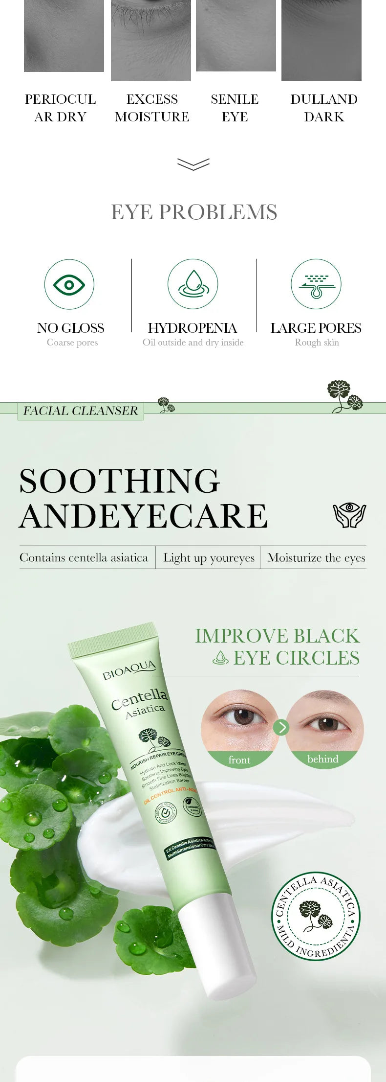 Centella Asiatica Eye Cream – Anti-Dark Circles, Puffiness & Wrinkle Repair | Hydrating & Anti-Aging Eye Care