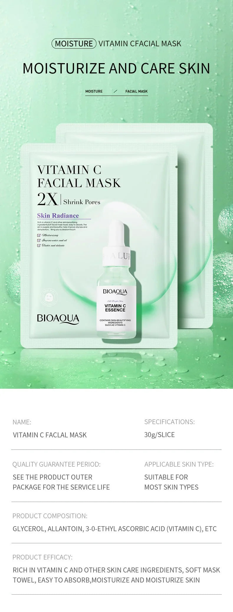 Centella Asiatica Collagen Hydrating Sheet Mask – Moisturizing, Refreshing, Anti-Aging Facial Treatment with Hyaluronic Acid & Vitamin C