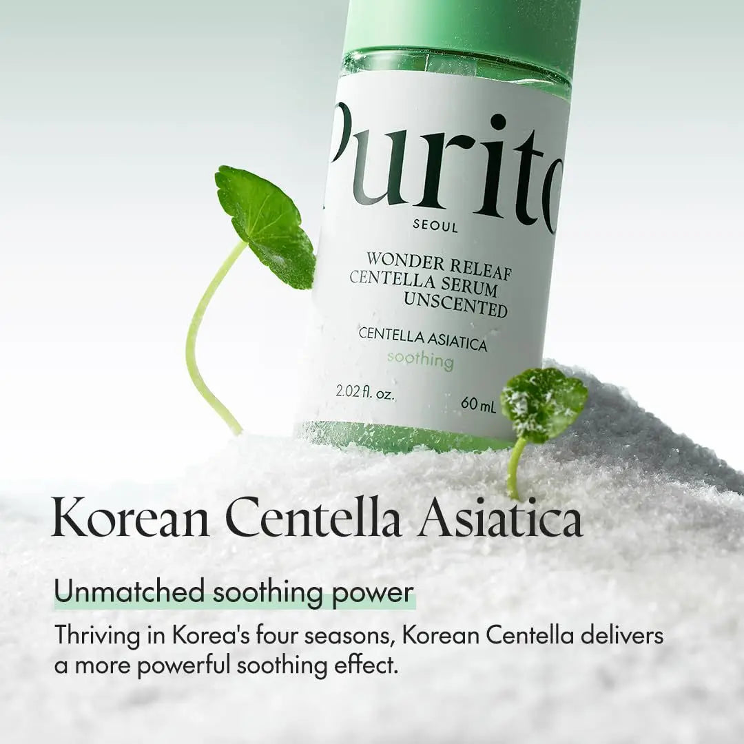 Purito Centella Assay Unscented Essence Ampoule – Soothing & Calming Facial Serum, 60ml, Korean Skincare