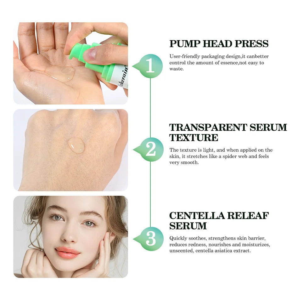 Centella Asiatica Facial Serum – Soothing, Hydrating & Repairing Gel Essence | Korean Skin Care for Radiant, Calm Skin