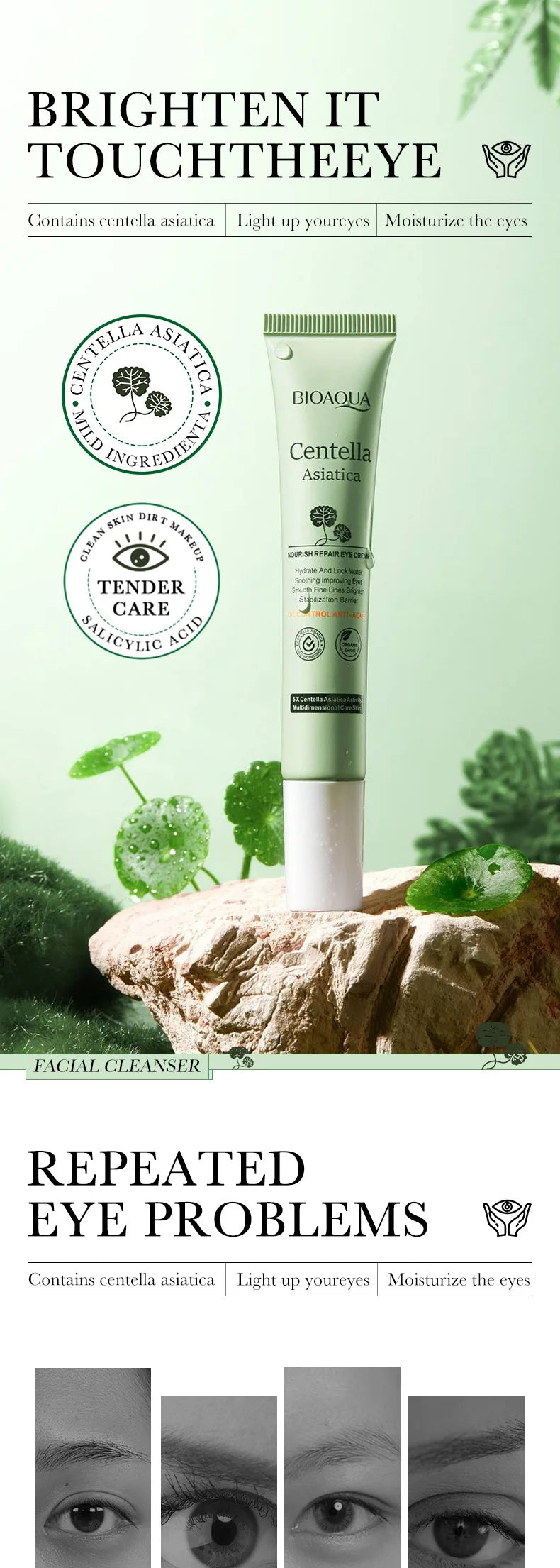 Centella Asiatica Eye Cream – Anti-Dark Circles, Puffiness & Wrinkle Repair | Hydrating & Anti-Aging Eye Care
