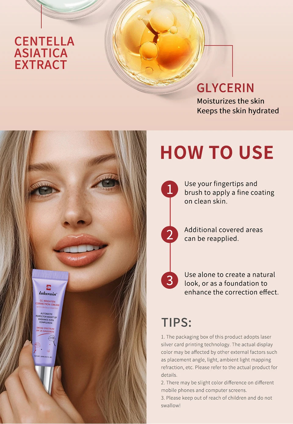 Centella CC Cream – High Coverage, Color-Changing Foundation | Lightweight, Hydrating Base Makeup for Flawless Skin