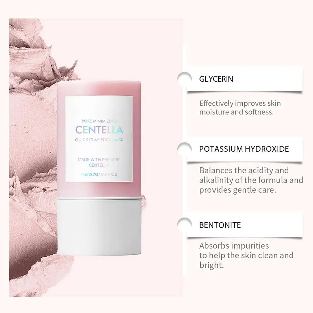 Centella Clay Stick Mask – 27g Deep Hydration, Pore Minimizing & Brightening Treatment | Fast & Easy Skincare for Glowing Skin