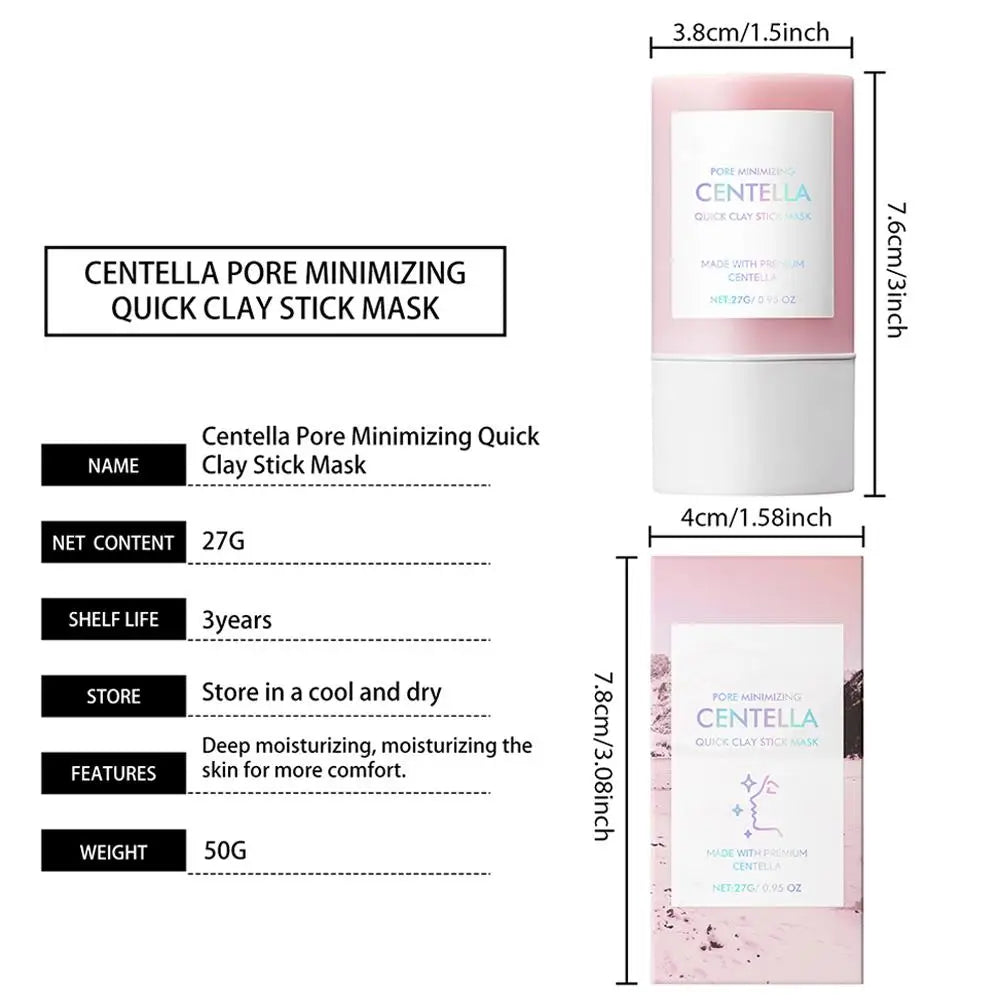 Centella Clay Stick Mask – 27g Deep Hydration, Pore Minimizing & Brightening Treatment | Fast & Easy Skincare for Glowing Skin
