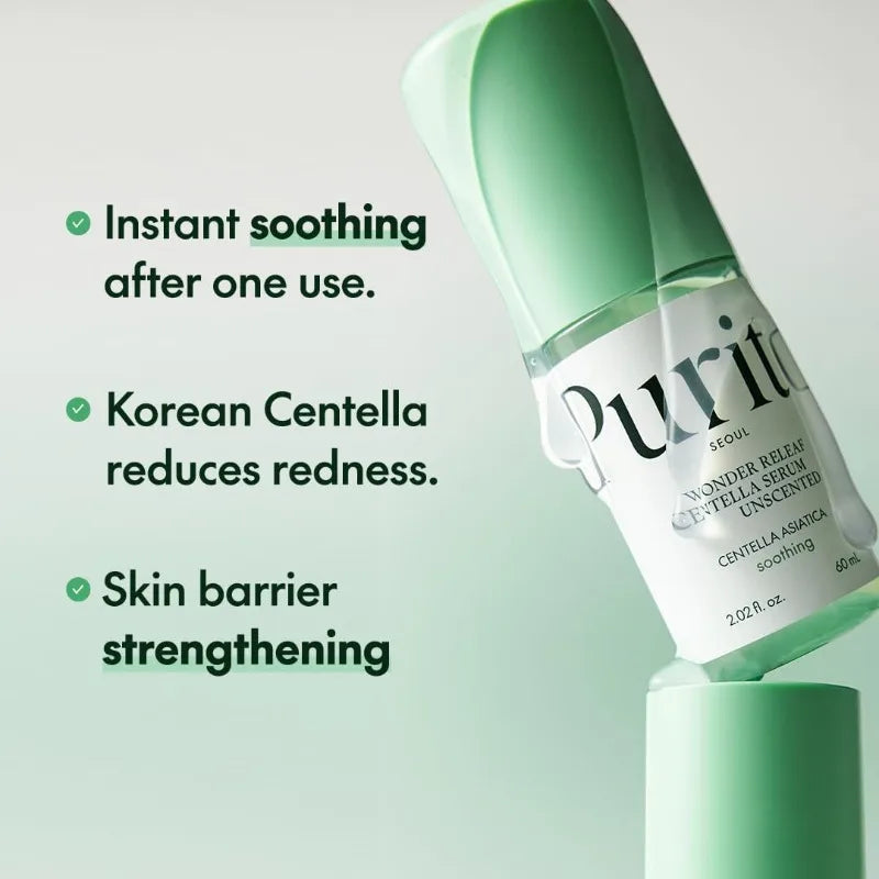 Purito Centella Assay Unscented Essence Ampoule – Soothing & Calming Facial Serum, 60ml, Korean Skincare