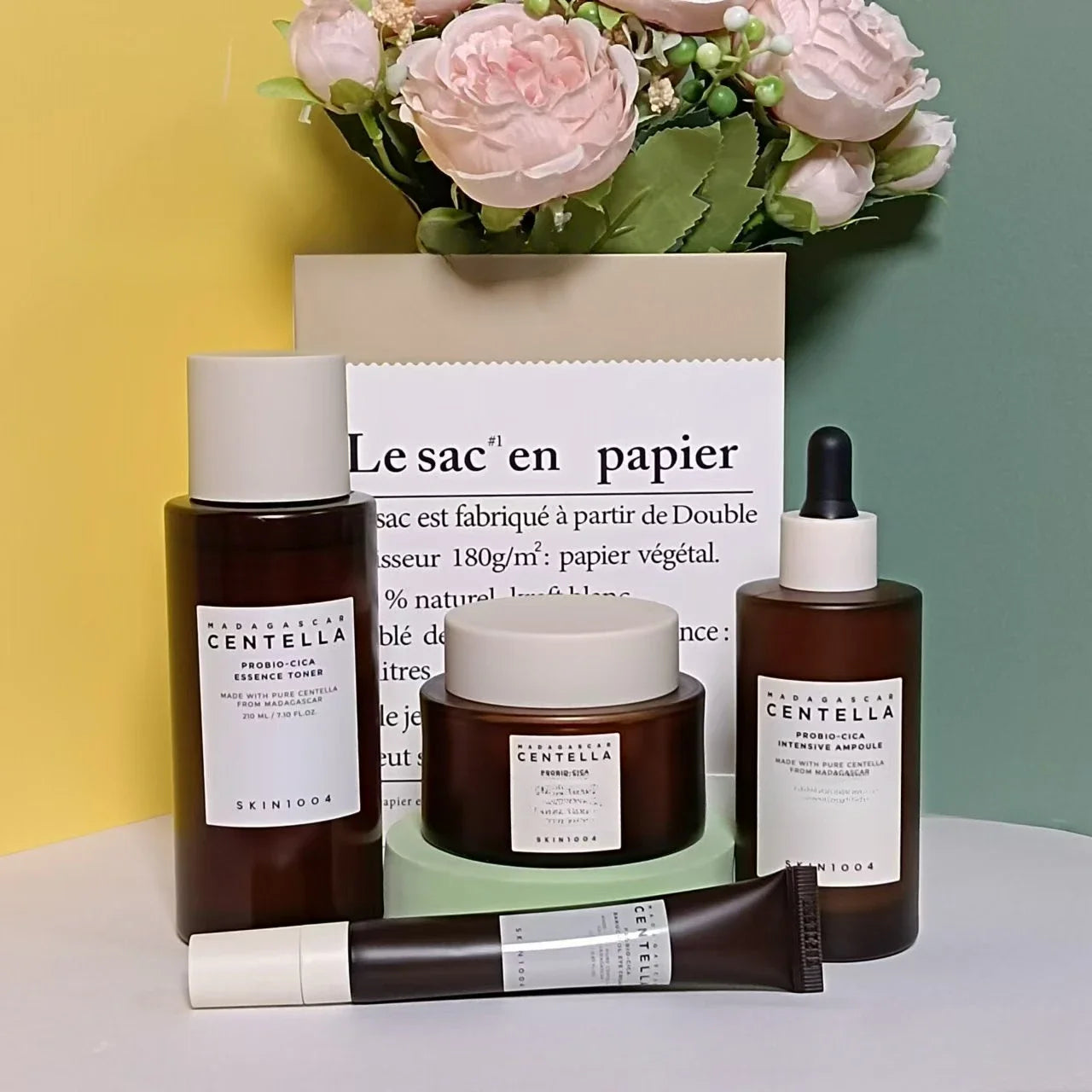 Skin1004 Centella Asiatica Probiotic 4-Piece Set – Moisturizing Cream, Eye Cream, Toner & Toothwater, Korean Skincare