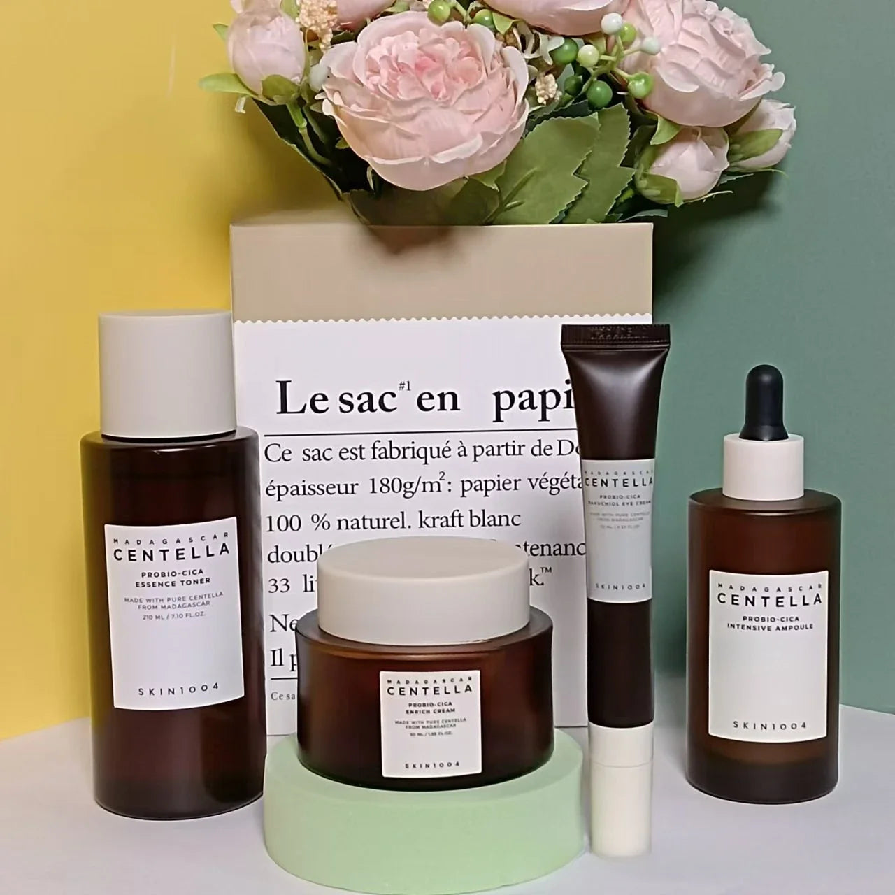 Skin1004 Centella Asiatica Probiotic 4-Piece Set – Moisturizing Cream, Eye Cream, Toner & Toothwater, Korean Skincare